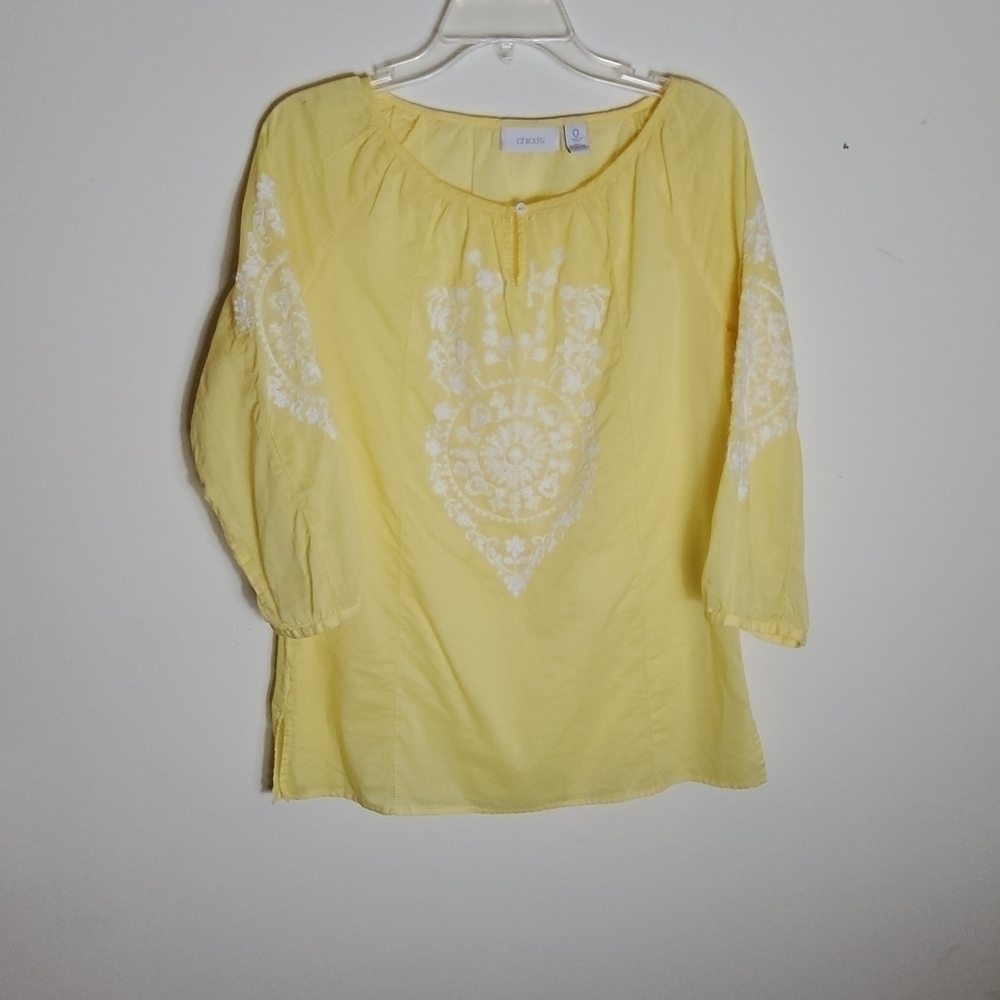 Chico's  100% cotton women's 3/4 sleeves blouse